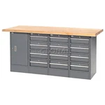 Global Industrial Workbench With Maple Square Edge Top 12 Drawers 1 Cabinet. Fixed Price $1639.41.