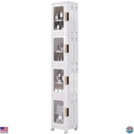 4-tier Slim Storage Cabinet With Wheels, Adjustable Shelves, Magnetic Doors,. Fixed Price $141.11.