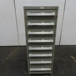 Stanley Vidmar 8 Drawer Small Parts Tools Storage Shop Cabinet 22.5" X 28" 59". Fixed Price $1049.99.