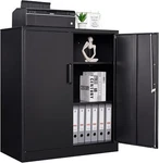 Letaya Metal Storage Cabinet, 2-door Steel Locker With Adjustable Shelves, Black. Fixed Price $103.65.