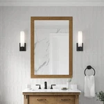 Home Decorators Bellington 28" X 40" Framed Wall Mount Bathroom Mirror Almond La. Fixed Price $190.00.
