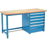 Global Industrial 72wx30d Modular Workbench 5 Drawers Maple Butcher Block Safety. Fixed Price $2259.56.