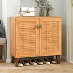 Tangkula Shoe Storage Cabinet, 4-tier Farmhouse Organizer W/ 3 Removable Sh. Fixed Price $122.87.