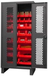Durham Hdcv36-30b-1795, Ventilated Cabinet With 30 Red Bins, 36"x24"x78". Fixed Price $2963.35.