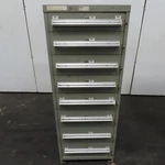 Stanley Vidmar 8 Drawer Small Parts Tools Storage Shop Cabinet 22.5" X 28" 59". Fixed Price $1049.99.