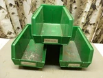 Lot Of 3 Green Uline Stackable Bin Plastic Industrial S-12419 15"x8"x7". Fixed Price $20.00.