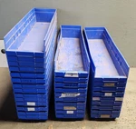 (lot Of 4) Akro Mils 30-164 Blue L: 23-5/8" W: 6-5/8" H: 4". Fixed Price $36.00.
