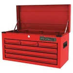 Westward Top Chest, 6-drawers, Powder Coated Red, 26" W X 12" D 14" H. Fixed Price $331.73.