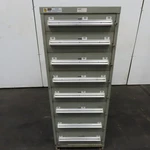 Stanley Vidmar 8 Drawer Small Parts Tools Storage Shop Cabinet 22.5" X 28" 59". Fixed Price $1049.99.