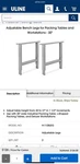 Uline Industrial Work Station Table Adjustable Steel Legs Set Of 2 Per Box. Fixed Price $125.00.