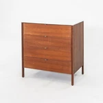 1960s Florence Knoll Four Drawer Walnut Dresser Cabinet With White Laminate Top. Fixed Price $4000.00.